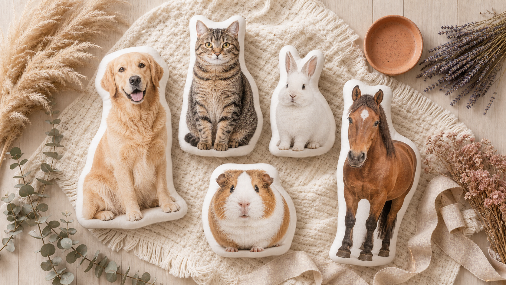Flat lay décoratif de coussins personnalisés