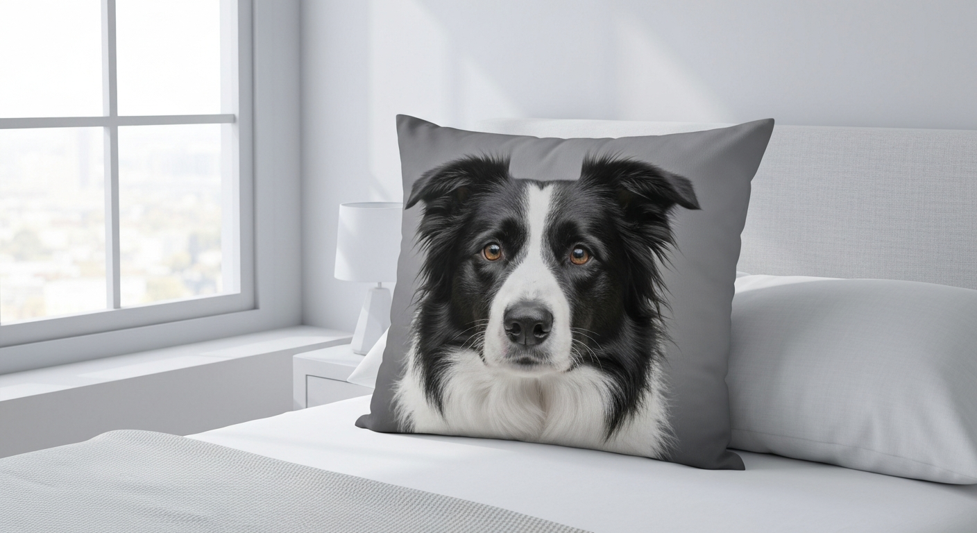 Coussin Border Collie personnalisé premium sur mesure 2026
